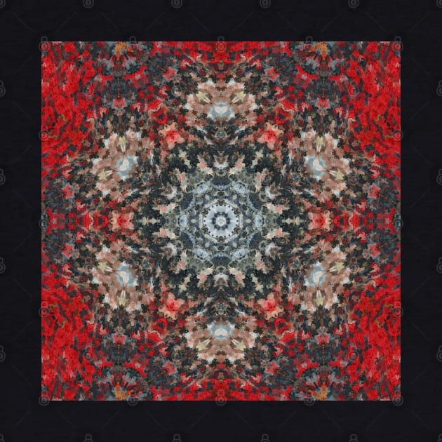 Digital Mandala Red and White by WormholeOrbital